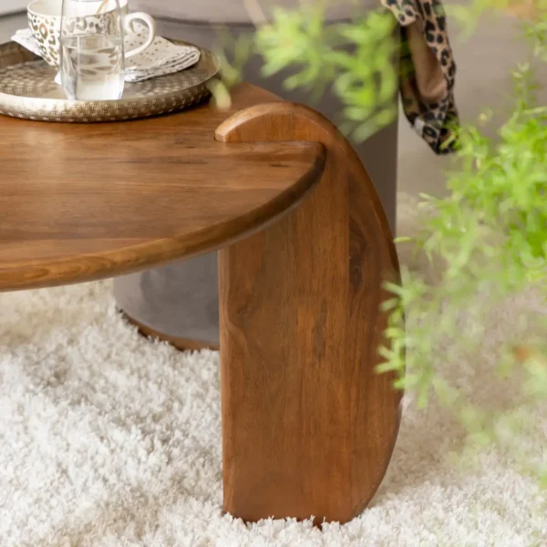 Furnliv Albert Solid Mango Wood Round Coffee Table - Image 2