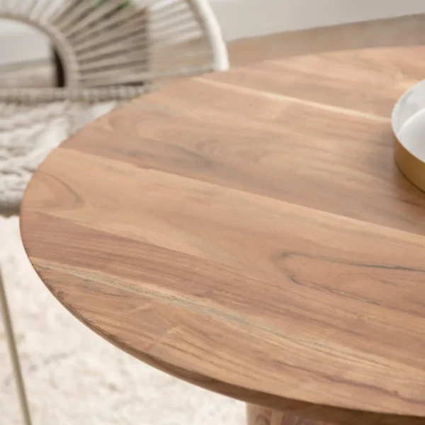 Furnliv Albert Round Solid Acacia Wood Coffee Table - Image 2