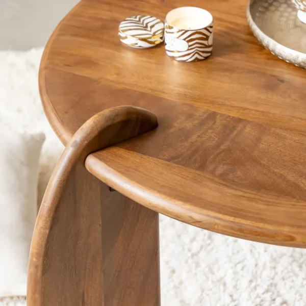 Furnliv Albert Solid Mango Wood Round Coffee Table - Image 6
