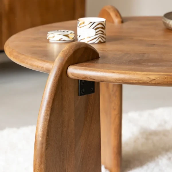 Furnliv Albert Solid Mango Wood Round Coffee Table - Image 7