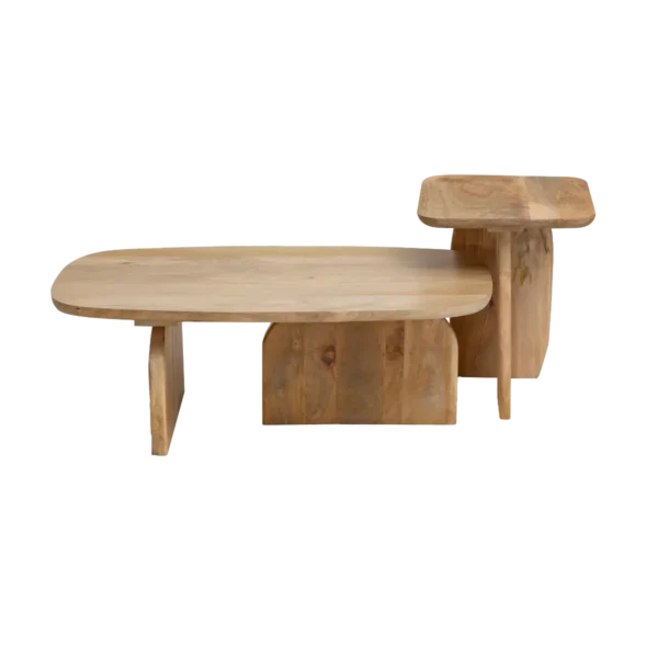 Furnliv Albert Solid Mango Wood Nesting Coffee Table Set - Image 3