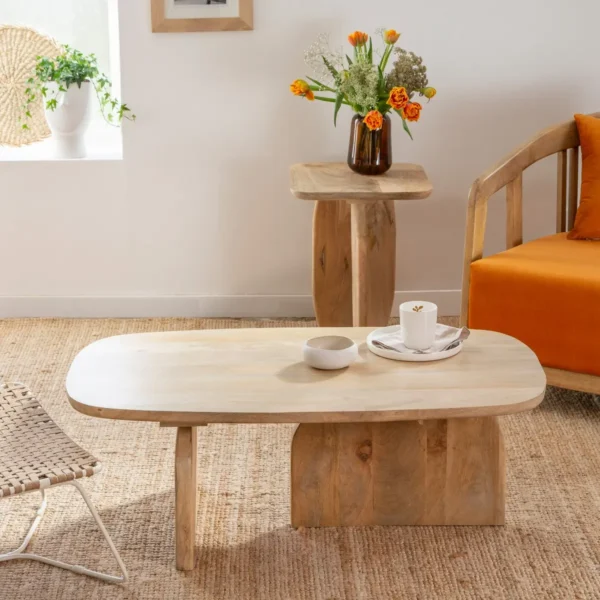 Furnliv Albert Solid Mango Wood Nesting Coffee Table Set - Image 2