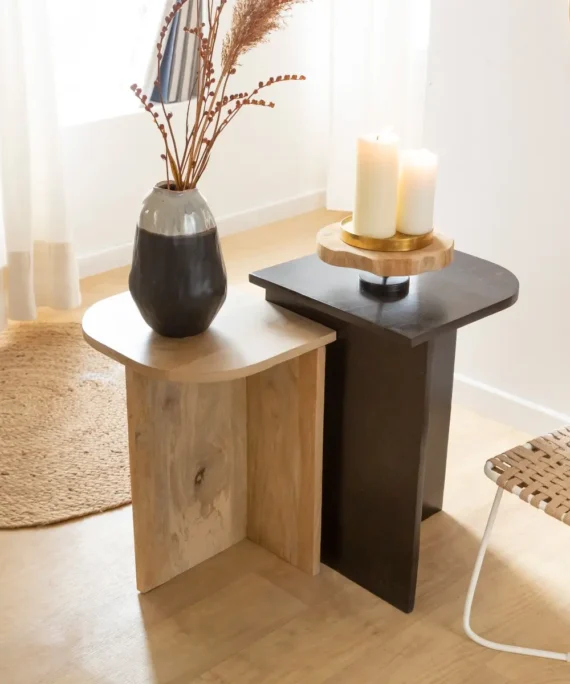 Furnliv Albert Solid Wood Nesting Coffee Table Set