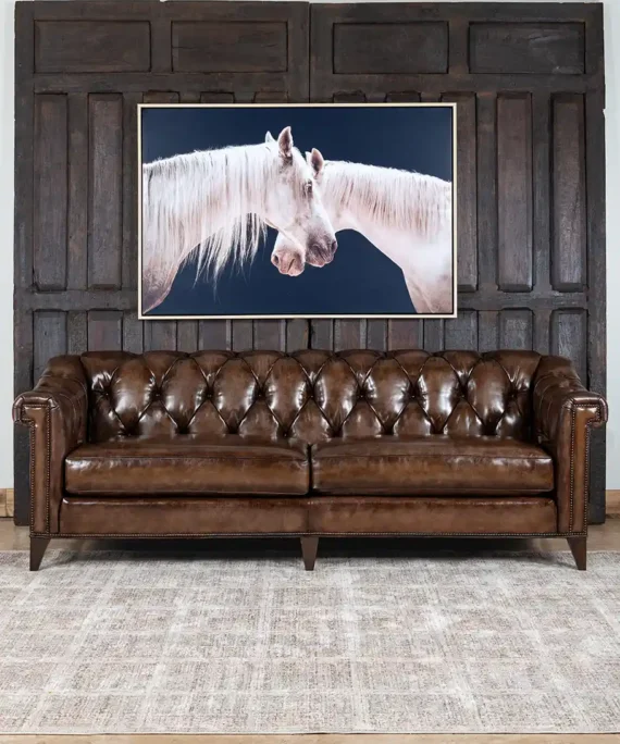 Furnliv Chesterfield Lancaster Leather Sofa