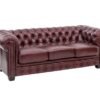 Furnliv Chesterfield 3 Seater Leather Sofa
