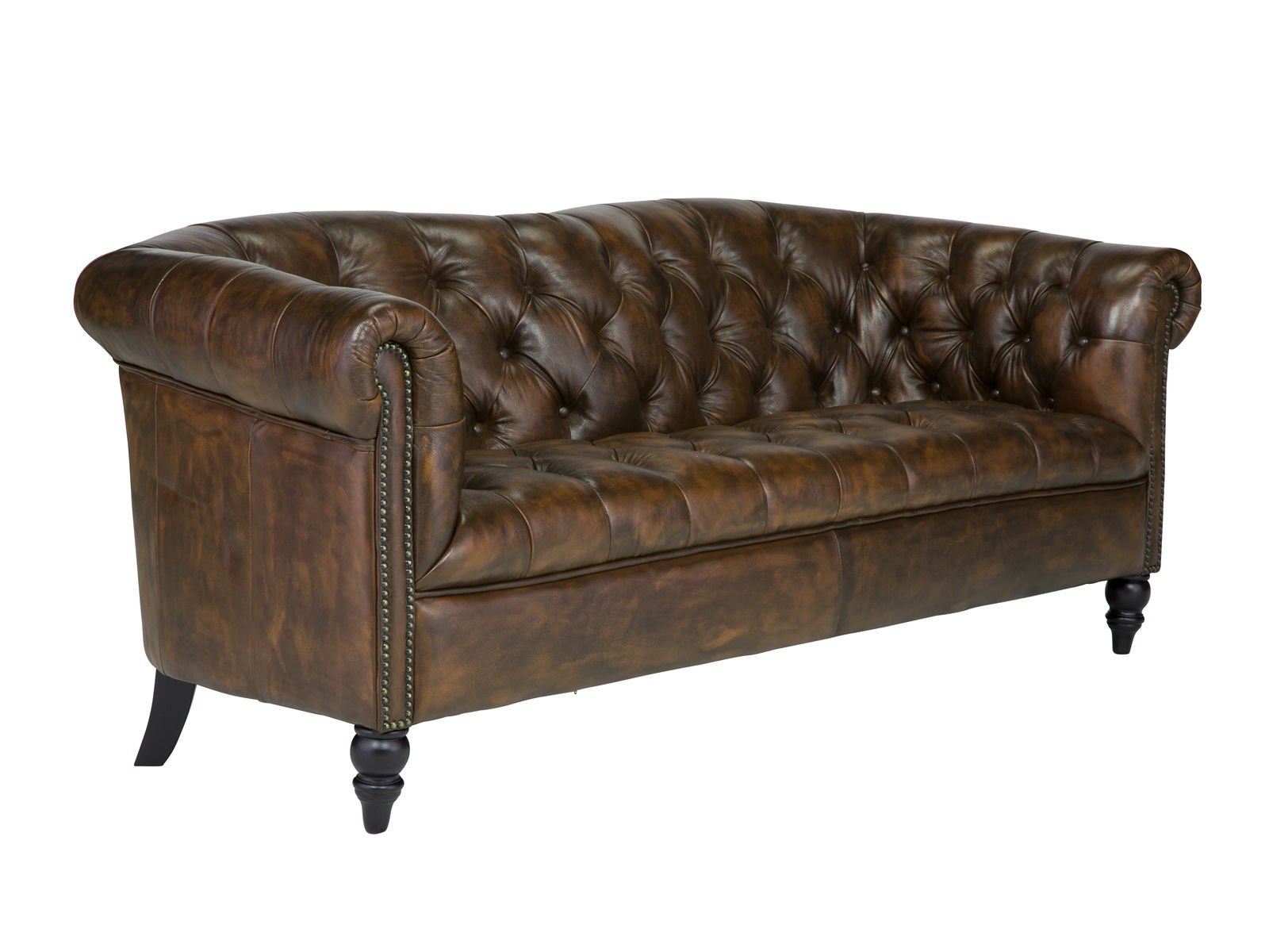 Furnliv Chesterfield Smitten Leather Sofa