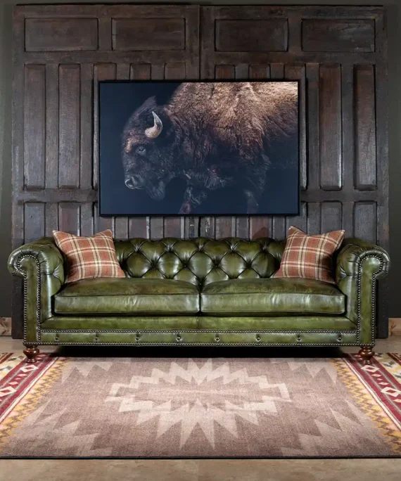 Furnliv Chesterfield Brooklyn Leather Sofa