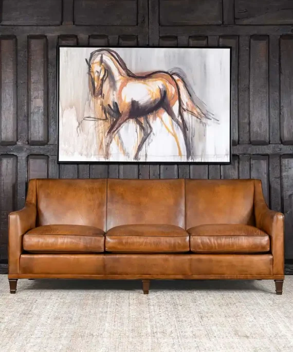 Furnliv Chesterfield Russell Leather Sofa