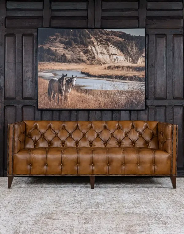 Furnliv Kayvon Tufted Leather Sofa