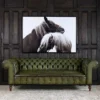 Furnliv Chesterfield Carlton Olive Leather Sofa 