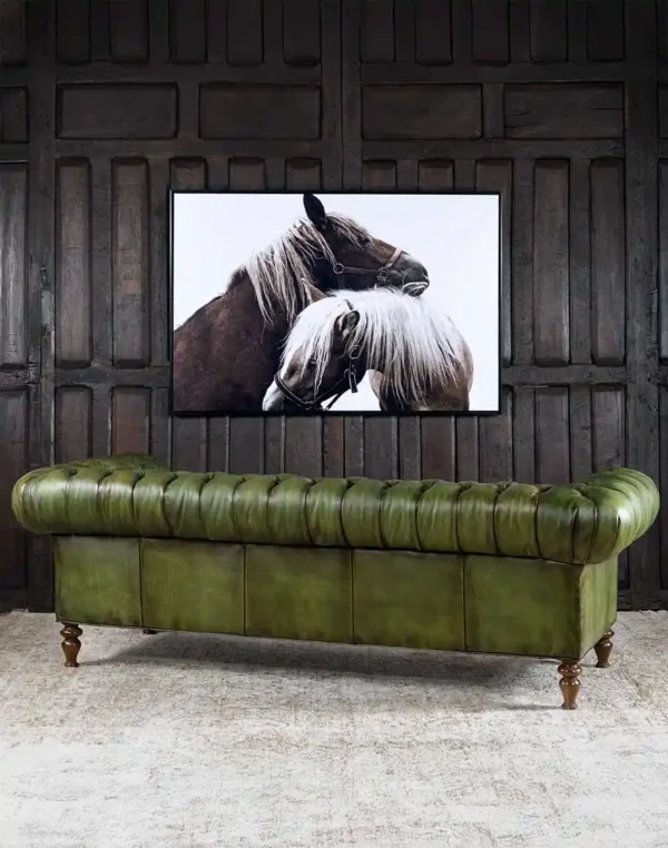 Furnliv Chesterfield Carlton Olive Leather Sofa #17 - Image 3