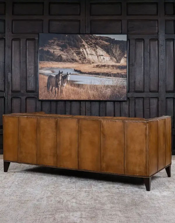 Furnliv Kayvon Tufted Leather Sofa #16 - Image 4
