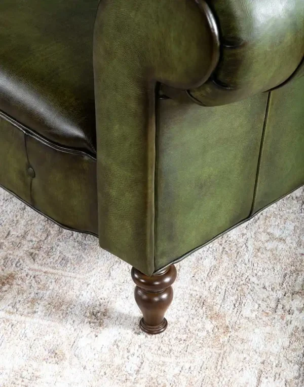 Furnliv Chesterfield Carlton Olive Leather Sofa #17 - Image 4