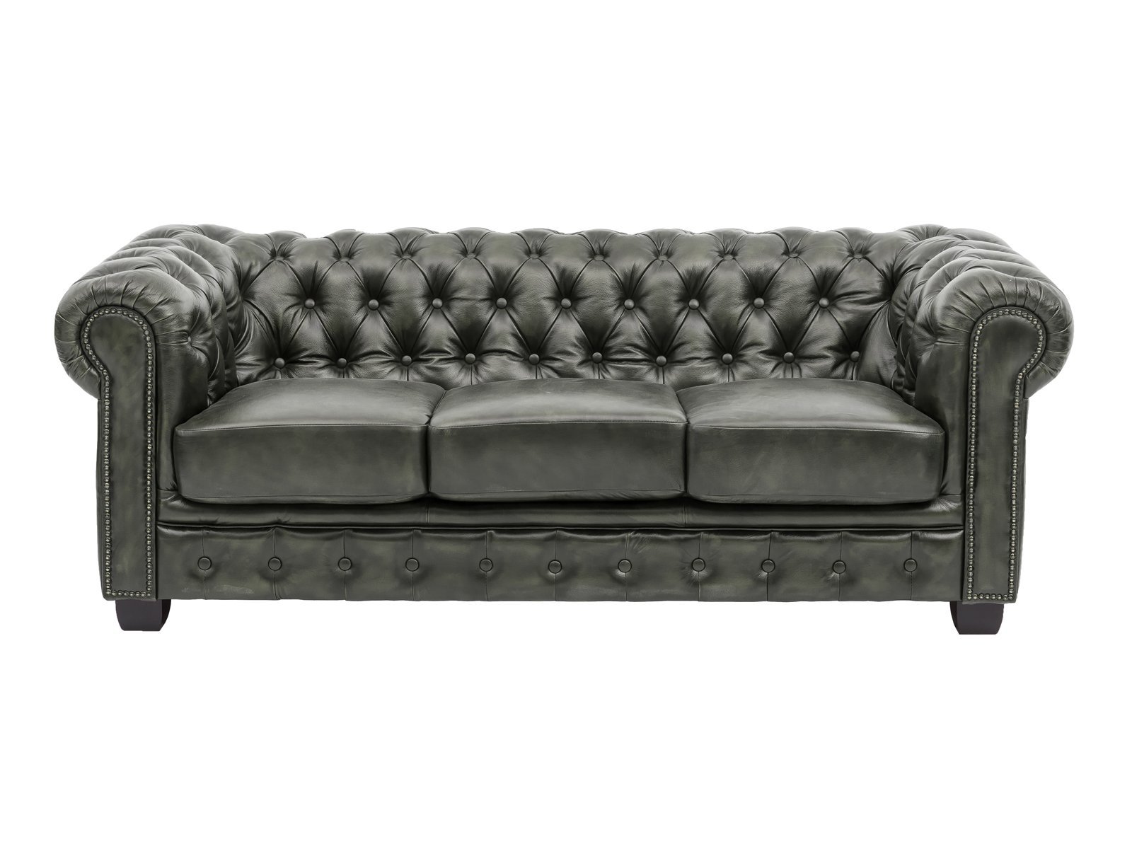 Furnliv Chesterfield 3 Seater Leather Sofa #04 - Image 3