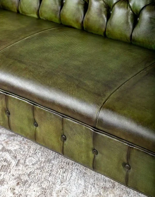 Furnliv Chesterfield Carlton Olive Leather Sofa #17 - Image 5