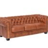 Furnliv Chesterfield 3 Seater Leather Sofa