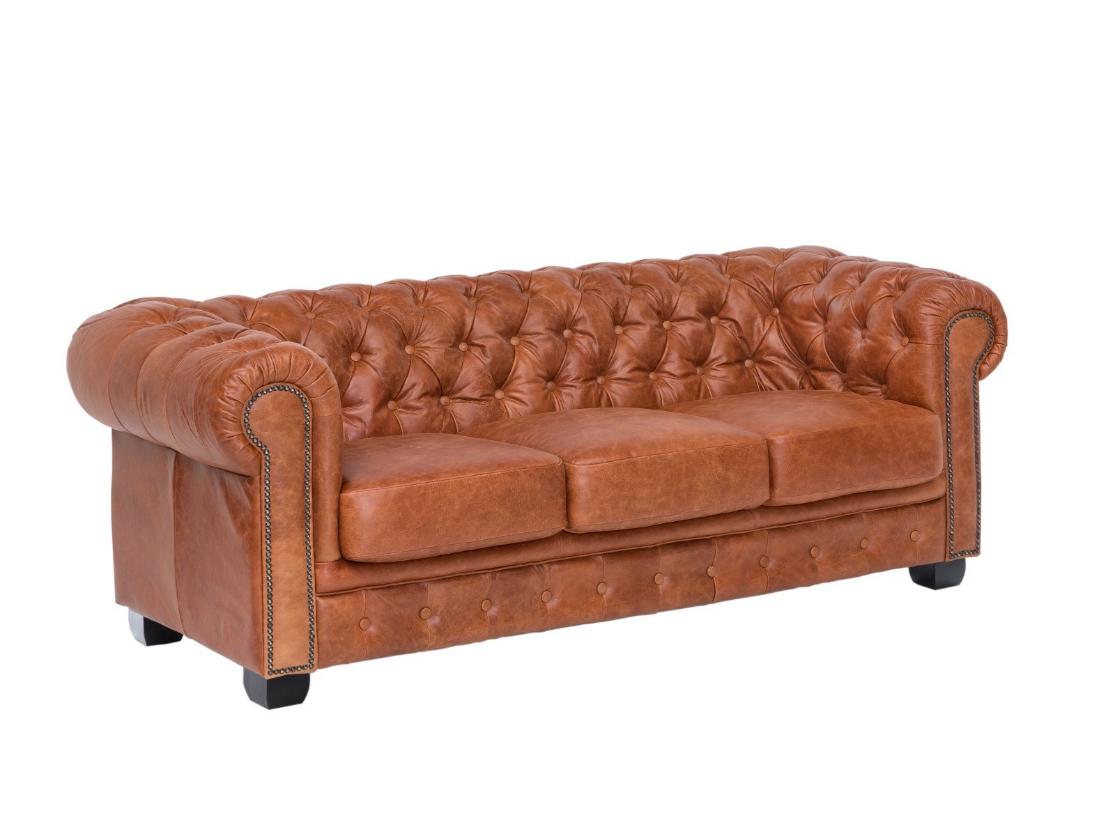 Furnliv Chesterfield 3 Seater Leather Sofa