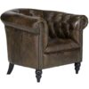 Furnliv Chesterfield Smitten Armchair In Antique Brown