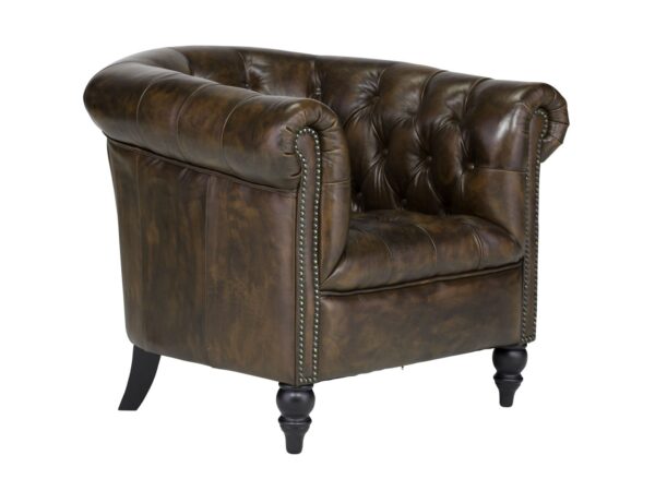 Furnliv Chesterfield Smitten Armchair In Antique Brown
