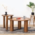 Lama Premium Solid Wood Nesting Table Set Teak Finish
