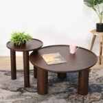 Lama Premium Solid Wood Nesting Table Set Walnut Finish