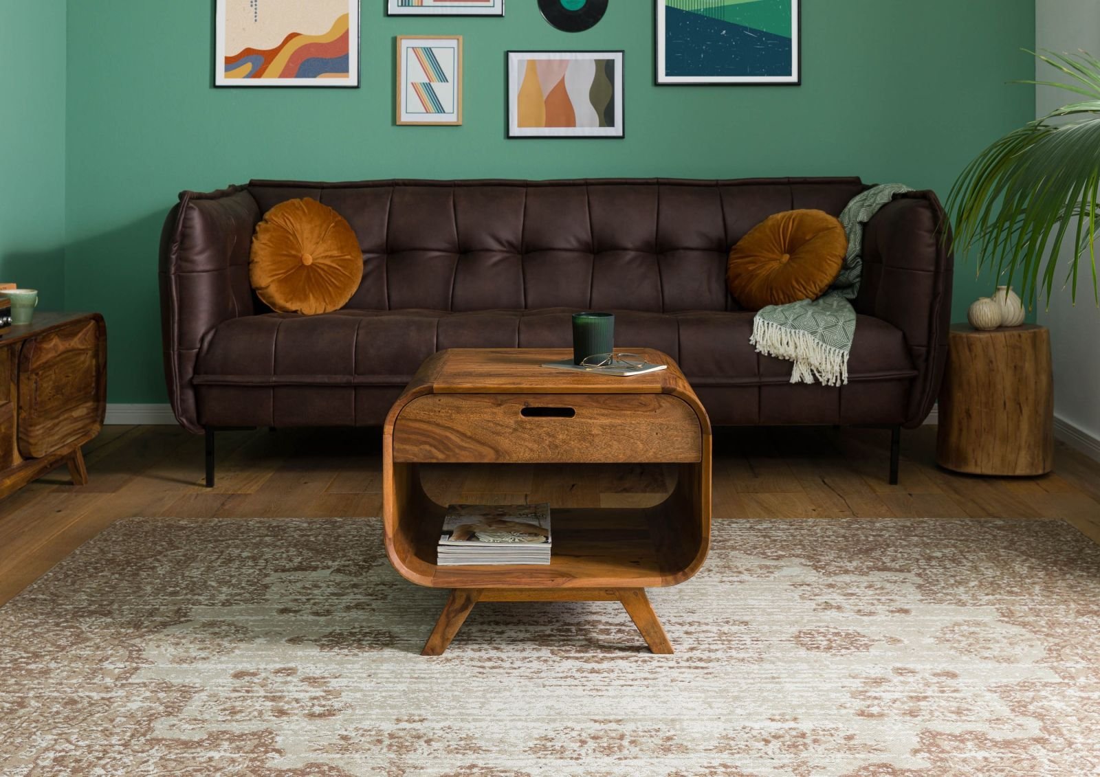 09-200-875-0130-01-1.jpg Corbett Sheesham Wood Coffee Table — light brown - Image 1