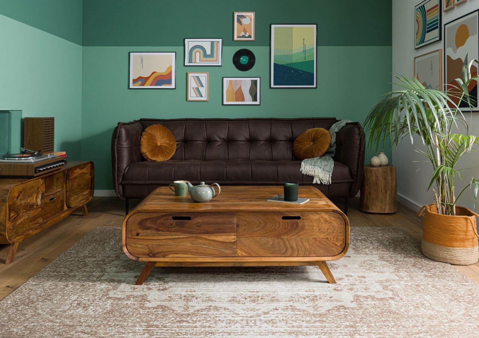 09-200-875-0135-01.jpg Corbett Sheesham Wood Coffee Table — Dark Brown (120cm) - Image 1