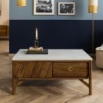 Darien Mango Wood Coffee Table — Marble Top