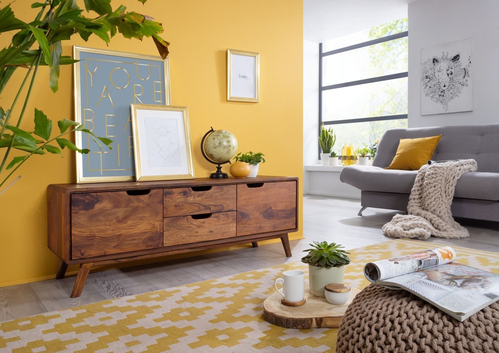 09-312-220-0002-1.jpg Autumn Sheesham Wood Low Sideboard — Honey Tonned - Image 1