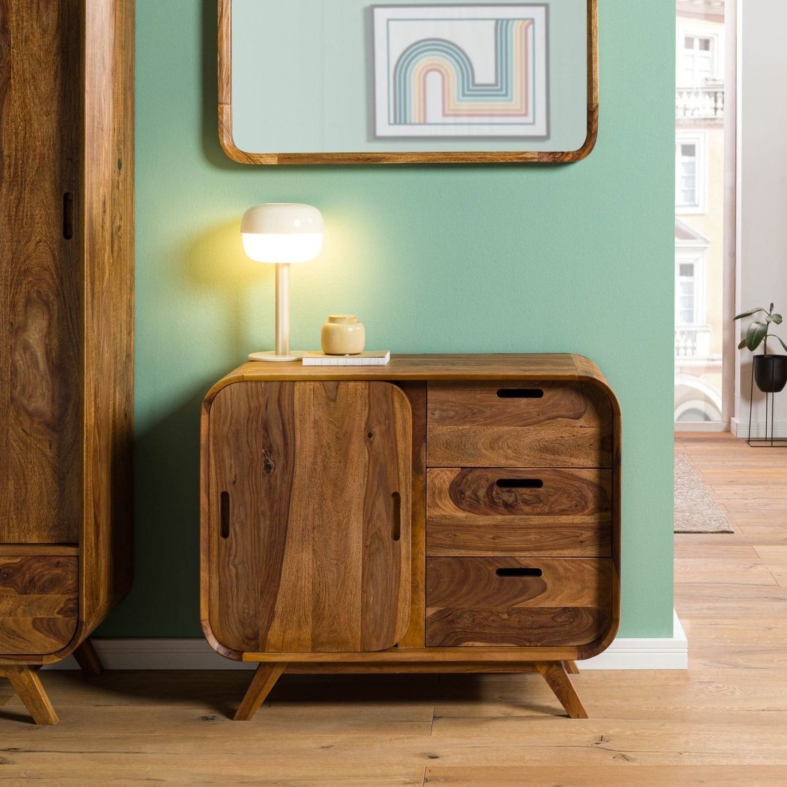 09-312-875-0100-01.jpg Corbett Sheesham Wood Sideboard — Light Brown (90cm) - Image 1