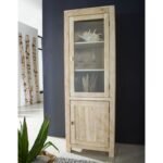 Fade White Solid Acacia Wood Display Cabinet — White-Washed (42cm)
