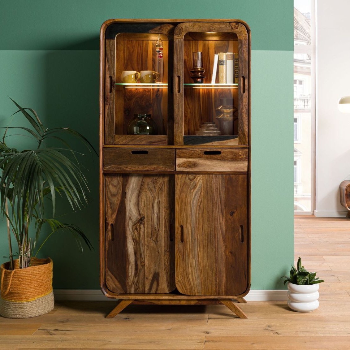 09-320-875-1115-01.jpg Corbett Sheesham Wood Display Cabinet — Dark Brown - Image 1
