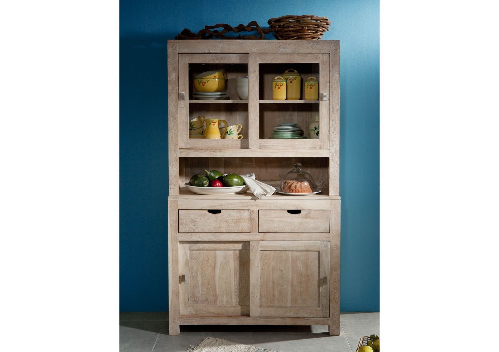 09-322-552-0064-3.jpg Fade White Solid Acacia Buffet Cabinet — beige washed - Image 1