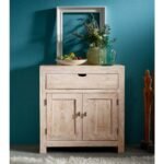 Fade White Solid Acacia Wood Two Door Cabinet — White-Washed