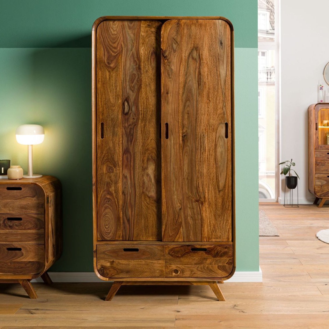 09-612-875-0110-01.jpg Corbett Sheesham Wood Wardrobe — Light Brown - Image 1