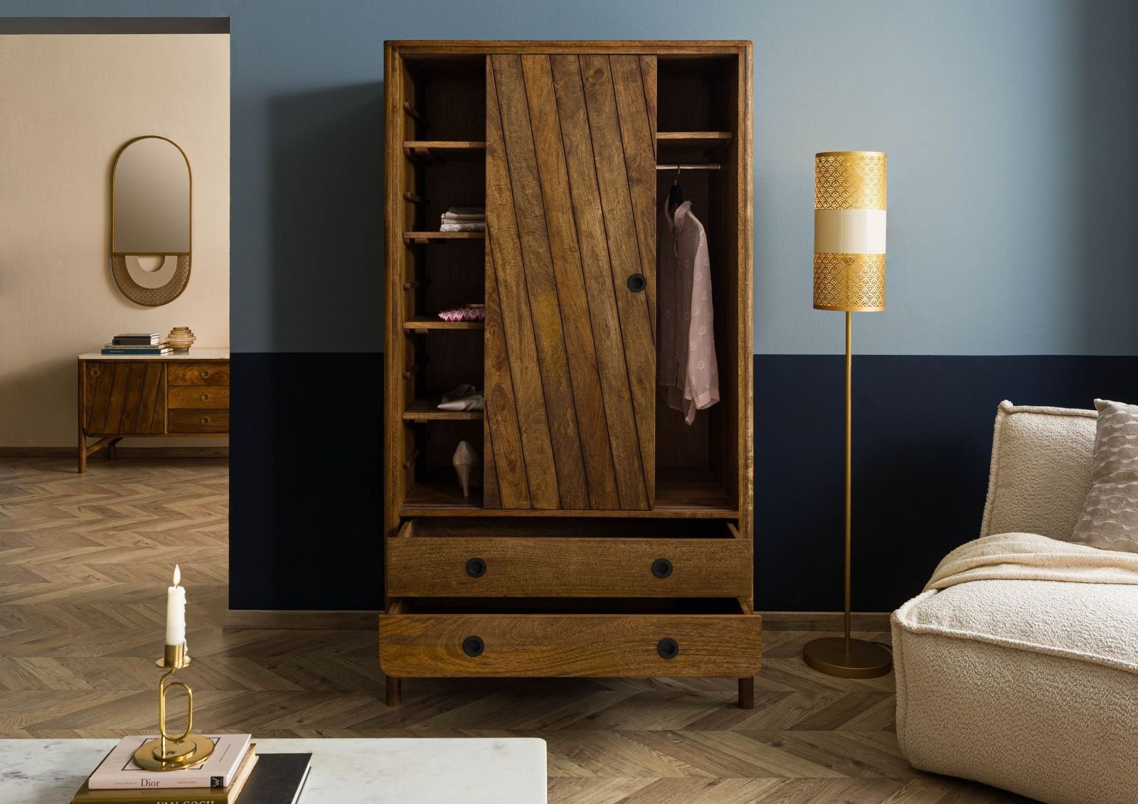 09-612-891-1111-03-1.jpg Darien Mango Wood Wardrobe — Brown - Image 1