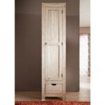 Fade White Solid Acacia Wood Single Door Wardrobe — White-Washed
