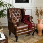 Xavier Chesterfield Armchair — Dark Brown Leather