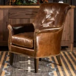 Naive Chesterfield Armchair — Brown Leather
