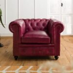 Classic Chesterfield Armchair — Red Leather