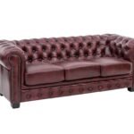 Chesterfield 3 Seater Leather Sofa — Red Leather