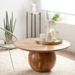 Albert Round Solid Acacia Wood Coffee Table — Natural