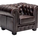 Eloise Chesterfield Armchair — Dark Brown Leather