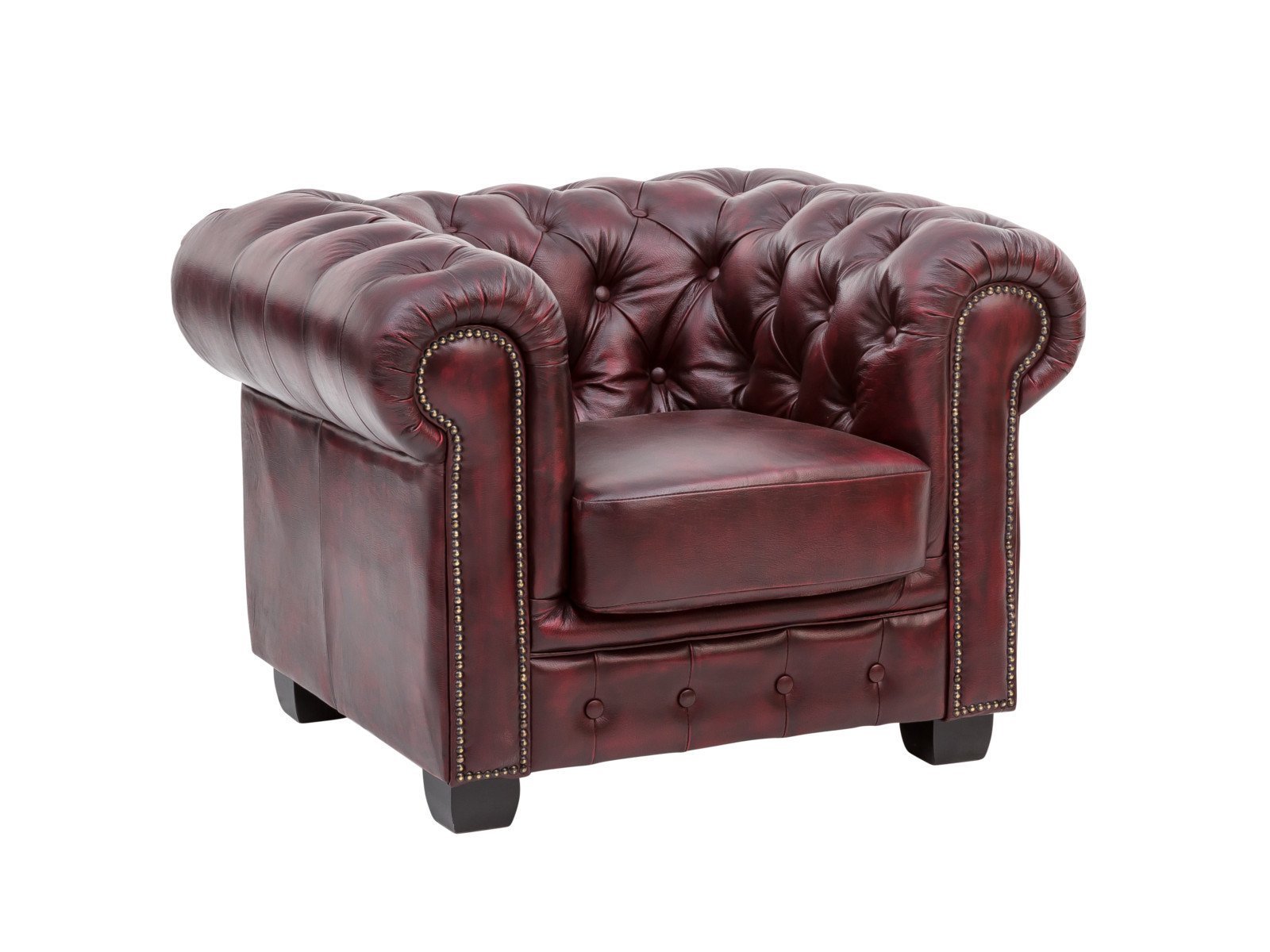 1-28.jpg Eloise Chesterfield Armchair — Red Leather - Image 1