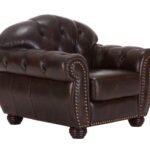 Harold Chesterfield Armchair — Dark Brown Leather