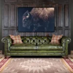 Chesterfield Brooklyn Leather Sofa — Olive Green