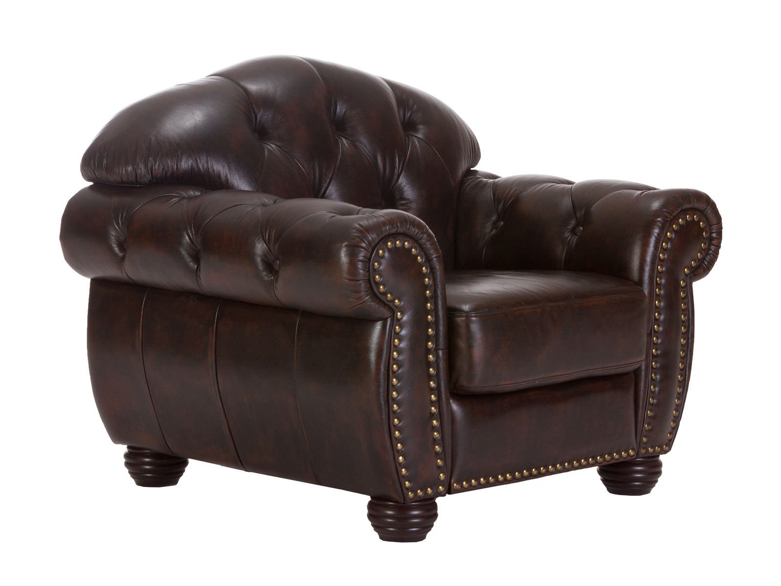 1-3-1.jpg Harold Chesterfield Armchair — Dark Brown Leather - Image 1