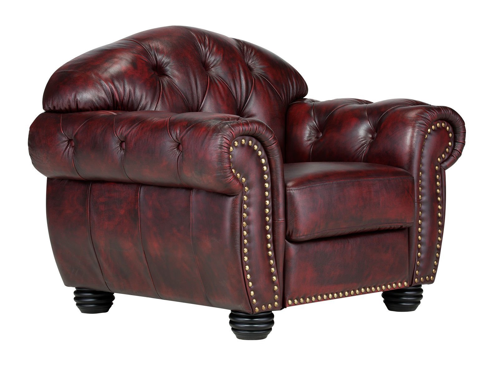 1-4-2.jpg Harold Chesterfield Armchair — Red Leather - Image 1