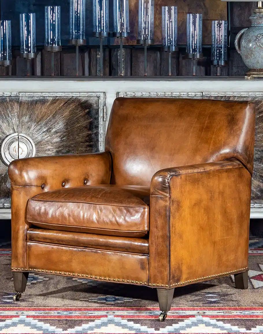 1-4-2.webp Becky Chesterfield Chair — Brown Leather - Image 1