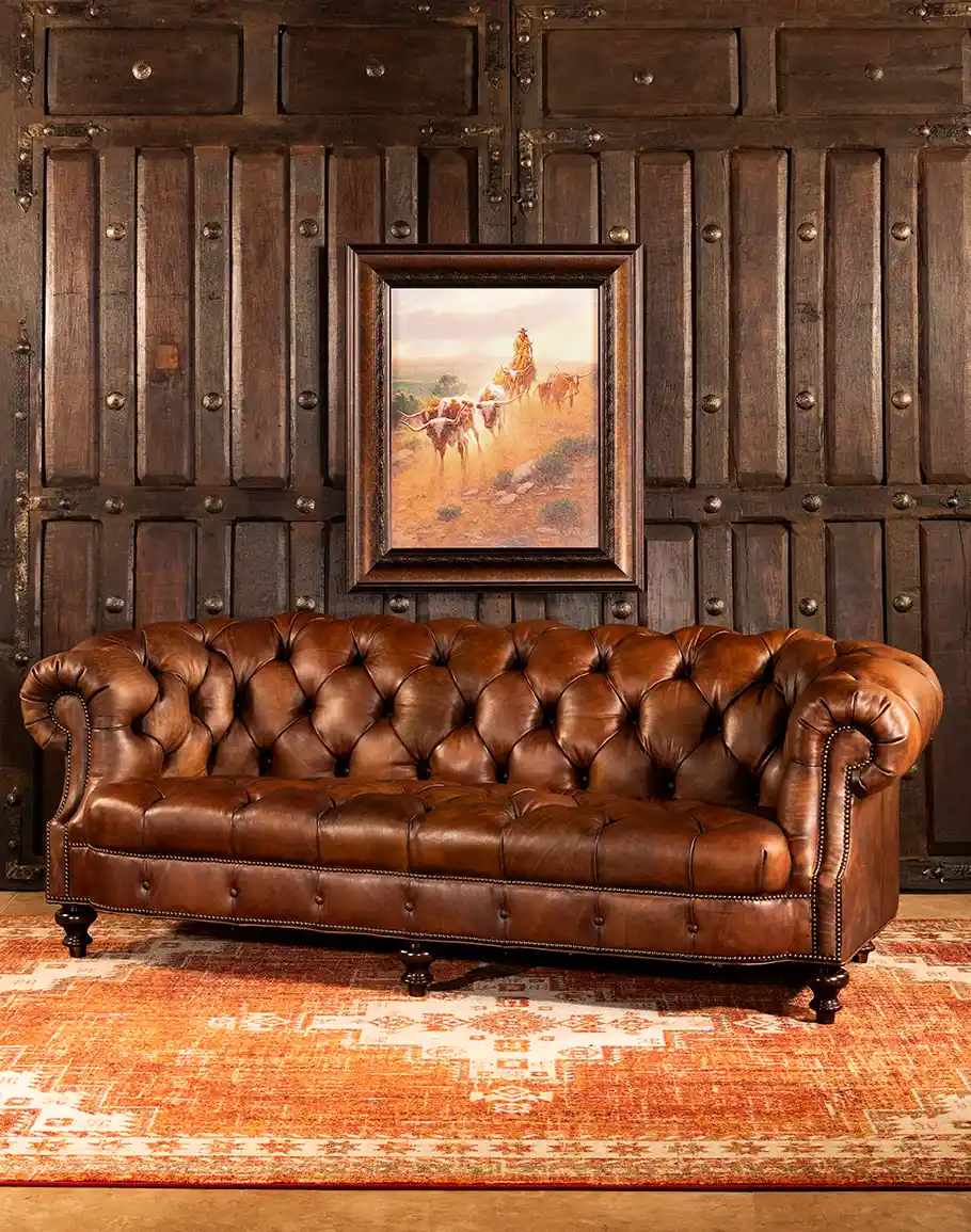 1-5.webp Chesterfield Vineyard Sofa — Brown Leather - Image 1